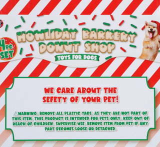 Thumbnail 2: Bow Wow Pet 4 Pk Christmas Holiday Barkery Donut Dog Toys 