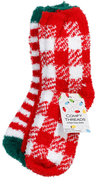 Thumbnail 1: Comfy Threads 4 Pk Cozy Christmas Socks 