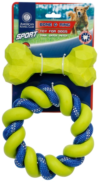 Thumbnail 1: American Kennel Club 2 Pc Bone & Ring Dog Toy Set 