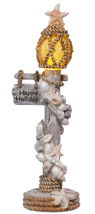Thumbnail 1: Magical Season 12.5 in Christmas Coastal Seashell Lamp Post Accent 