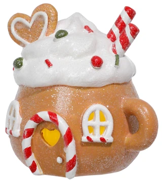 Thumbnail 2: Magical Season 6x6 Christmas Light Up Gingerbread House Tea Cup Accent 