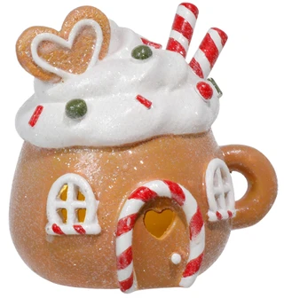 Thumbnail 1: Magical Season 6x6 Christmas Light Up Gingerbread House Tea Cup Accent 