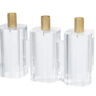 Thumbnail 2: DESIGNSTYLES 13.5 in Acrylic Menorah w/ Gold Hardware 