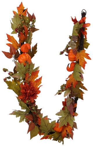Thumbnail 1: Supreme Silk 60 in Dahlia Pumpkin Garland  