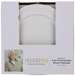 Thumbnail 1: Everyday by Martha Stewart 4 Pk Sommerville Fine Ceramic Dinner Plate Set  