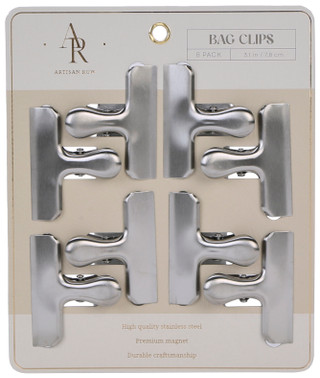 Thumbnail 1: ARTISAN ROW 8 Pk 3.1 In High Quality Stainless Steel Magnetic Bag Clips 