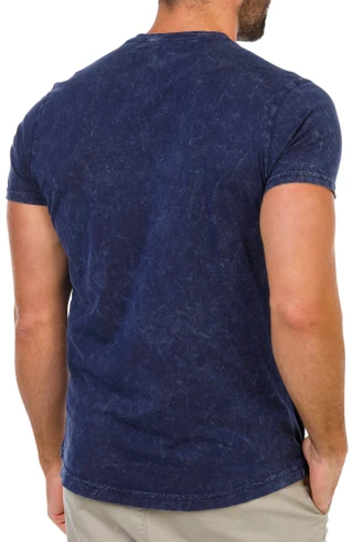 Thumbnail 3: Maori Hook Men's Short Sleeve Marble Wash Henley Shirt 