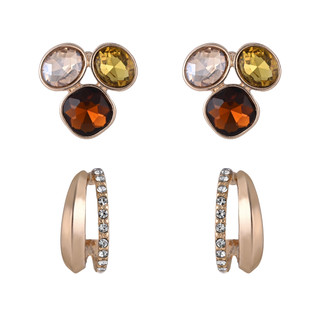 Thumbnail 1: Laundry 2 Pr Multi Crystal Stud and Hoop Earrings 