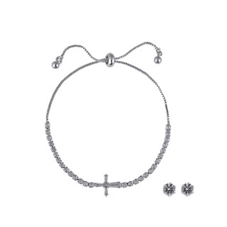 Thumbnail 2: Juilliet Silver Plated Bracelet and Earring Set 