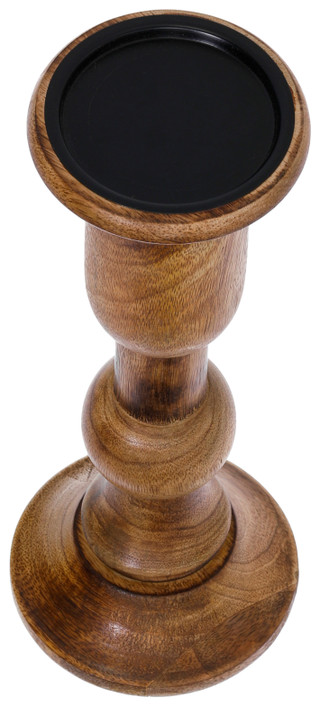Thumbnail 2: GO HOME 12 In Wood Pillar Candle Holder Decor  