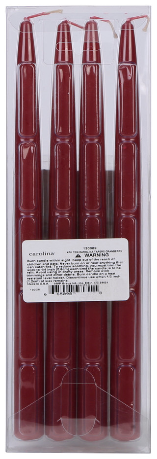 Thumbnail 2: Colonial Candle 4 Pk 12 in Cranberry Taper Candles  
