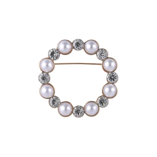Thumbnail 1: BADGLEY MISCHKA Gold and Pearl Circle Pin 