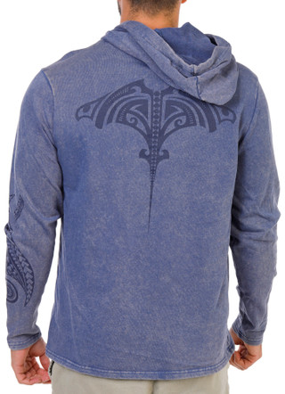 Thumbnail 1: Maori Hook Men's Ozone Wash Graphic Cotton Hoodie 