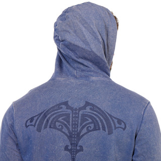 Thumbnail 3: Maori Hook Men's Ozone Wash Graphic Cotton Hoodie 
