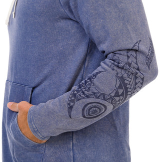 Thumbnail 4: Maori Hook Men's Ozone Wash Graphic Cotton Hoodie 