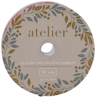 Thumbnail 1: ATELIER 10 Yds Plaid Luxury Decorative Christmas Wire Ribbon  