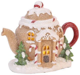 Thumbnail 1: Magical Season 7x8 Resin LED Christmas Tea Cup House Decor  