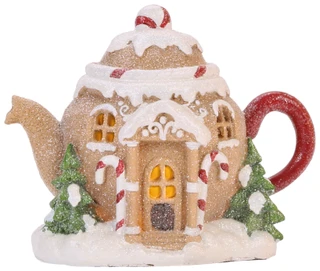 Thumbnail 3: Magical Season 7x8 Resin LED Christmas Tea Cup House Decor  