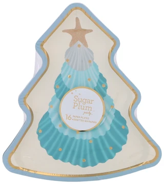 Thumbnail 1: Sugar Plum Party 16 Pk 8.75 In Paper Christmas Tree Salad Plates  
