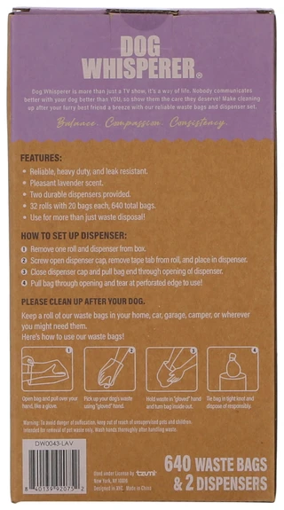 Thumbnail 2: Dog Whisperer 32 Pk Waste Bag Roll and Dispenser Set 