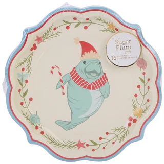 Thumbnail 1: Sugar Plum Party 16 Pk 10.5 In Christmas Manatee Paper Dinner Plates  