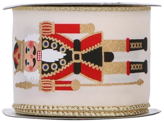 Thumbnail 2: Artemis 10 Yds Luxury Christmas Nutcracker Decorative Wire Ribbon 