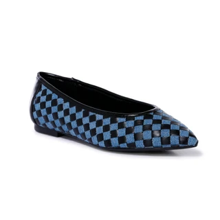Thumbnail 1: NINE WEST Women's Denim Leather Woven Flats  