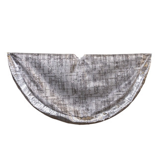 Thumbnail 3: Kurt Adler White Glitter Sheer Organza Silver Crinkle Border Tree Skirt 