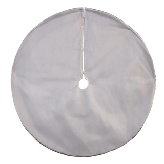 Thumbnail 5: Kurt Adler White Glitter Sheer Organza Silver Crinkle Border Tree Skirt 