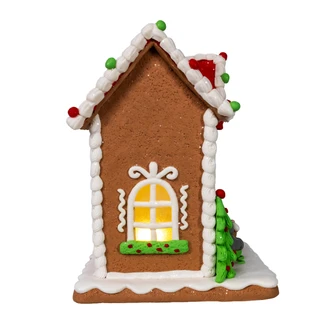 Thumbnail 4: Kurt Adler  8 in. Battery Operated LED Gingerbread House With Cat 