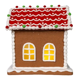 Thumbnail 5: Kurt Adler  8 in. Battery Operated LED Gingerbread House With Cat 
