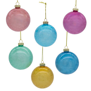 Thumbnail 3: Kurt Adler 6 Pc. Glass Multicolor Marbled Ball OrnamentmSet 
