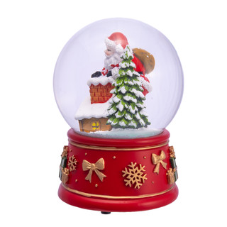 Thumbnail 3: Kurt Adler  100MM Wind-Up Musical Santa With Chimney & Tree Water Globe 