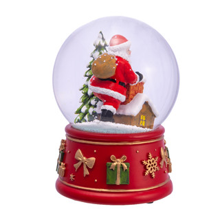 Thumbnail 5: Kurt Adler  100MM Wind-Up Musical Santa With Chimney & Tree Water Globe 