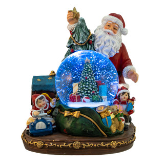 Thumbnail 6: Kurt Adler  100MM Musical Santa With Children & Tree Water Globe 