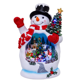 Thumbnail 1: Kurt Adler  Color Changing Lighted USB Snowman With Village Scene 