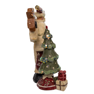 Thumbnail 4: Kurt Adler Kurt Adler 6.75 in. Snow Town Santa With Tree Table Piece 
