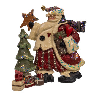 Thumbnail 1: Kurt Adler Kurt Adler 6.75 in. Snow Town Santa With Tree Table Piece 