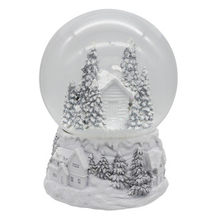 Thumbnail 3: Kurt Adler Wind-Up Musical Silver & White Winter Scene Water Globe 