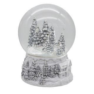 Thumbnail 5: Kurt Adler Wind-Up Musical Silver & White Winter Scene Water Globe 