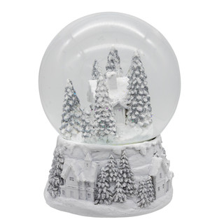 Thumbnail 7: Kurt Adler Wind-Up Musical Silver & White Winter Scene Water Globe 