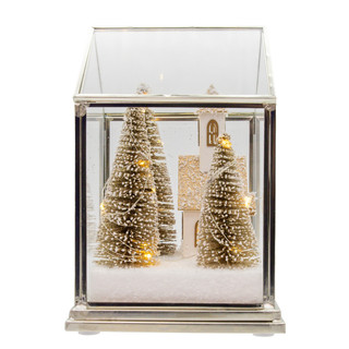 Thumbnail 2: Kurt Adler  LED Lighted Glass Lampshade House With Small Church & Tree 