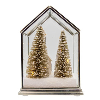 Thumbnail 5: Kurt Adler  LED Lighted Glass Lampshade House With Small Church & Tree 