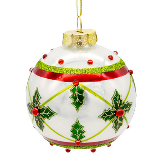 Thumbnail 4: Kurt Adler 6 Pc. Glass White, Red & Green Holly Berry Ball Ornament Box 