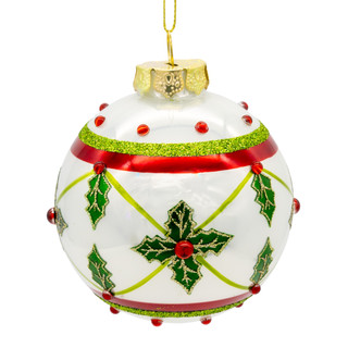 Thumbnail 5: Kurt Adler 6 Pc. Glass White, Red & Green Holly Berry Ball Ornament Box 