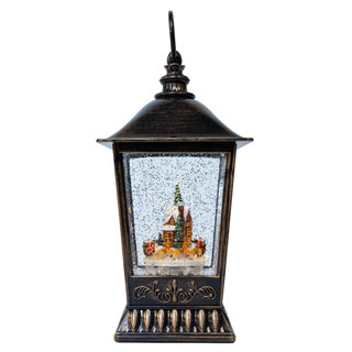 Thumbnail 2: Kurt Adler Battery Operated LED Santa In Town Swirling Glitter Lantern 