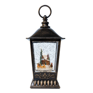 Thumbnail 1: Kurt Adler Battery Operated LED Santa In Town Swirling Glitter Lantern 