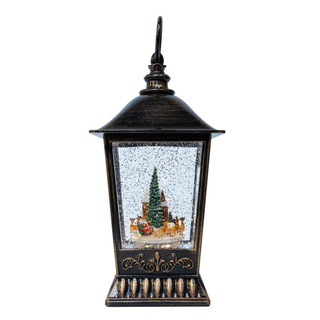 Thumbnail 5: Kurt Adler Battery Operated LED Santa In Town Swirling Glitter Lantern 