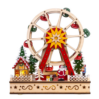 Thumbnail 1: Kurt Adler  Battery Operated Warm White LED Ferris Wheel With Santa 