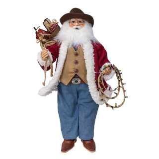 Thumbnail 1: Kurt Adler  18 in. KSA Kringles Western Santa With Bag & Lasso 